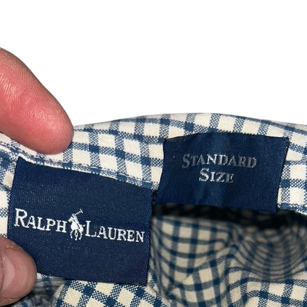 Ralph Lauren vintage blue white gingham check plaid ONE standard pillow sham